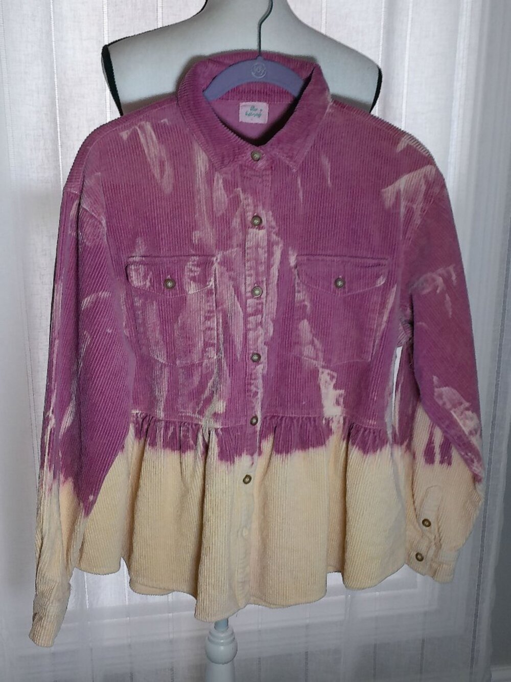 BLUE BUTTERCUP Lng Slve Collared Button-Down Pink & Cream Corduroy Shacket S